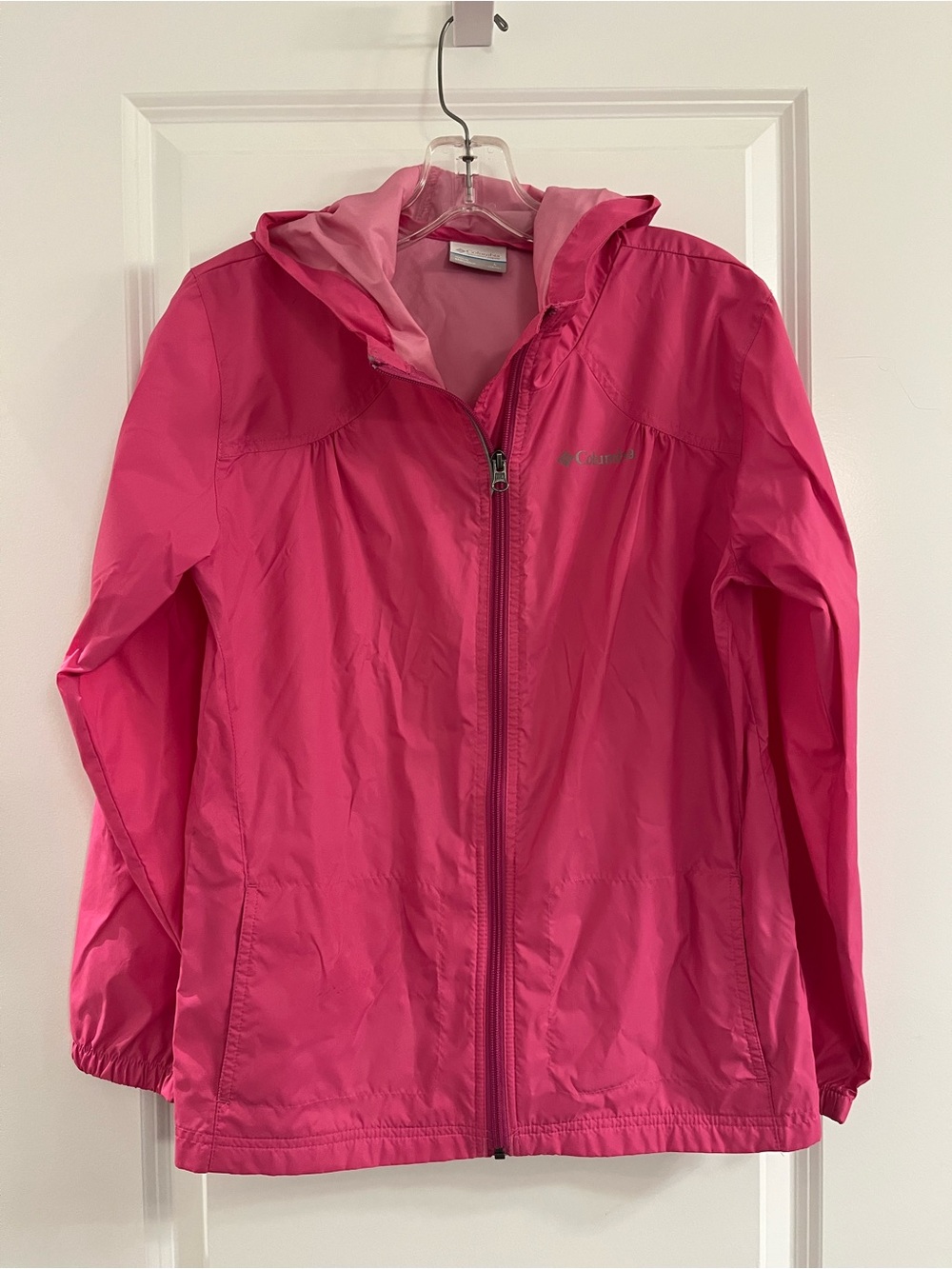 Columbia Girls' Large size Lightweight Pink Hooded Rain Jacket